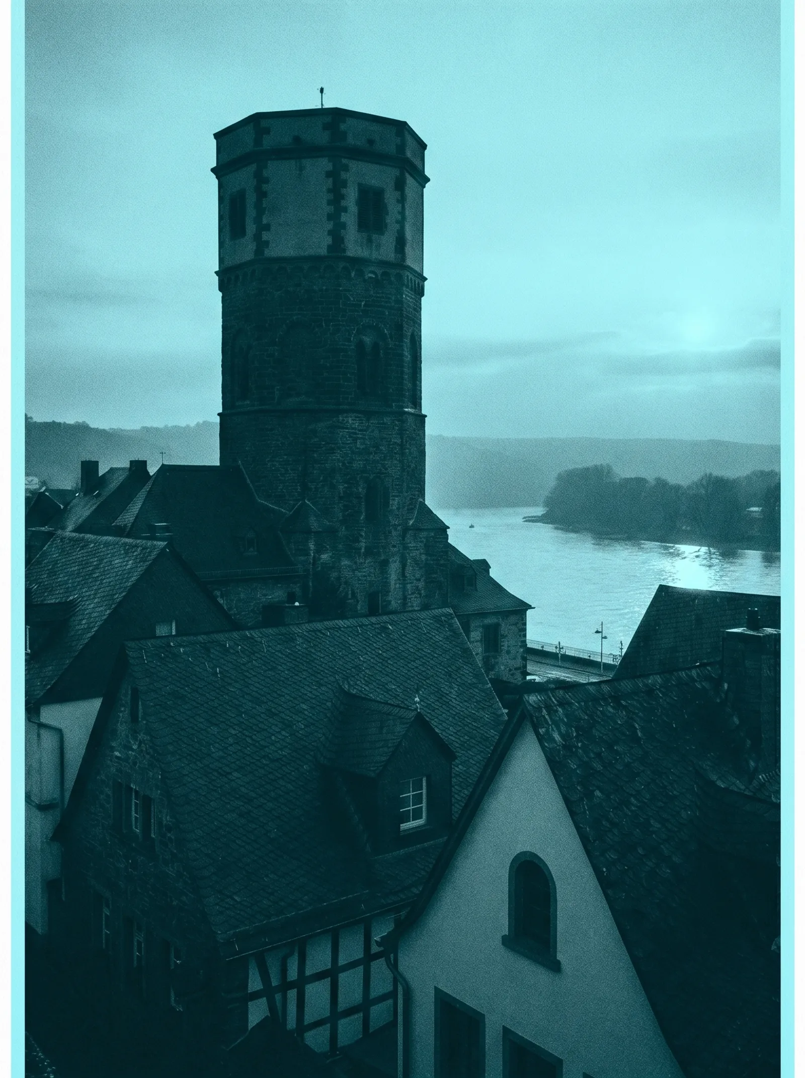 Stilisierte Ansicht des Runden Turms in Andernach