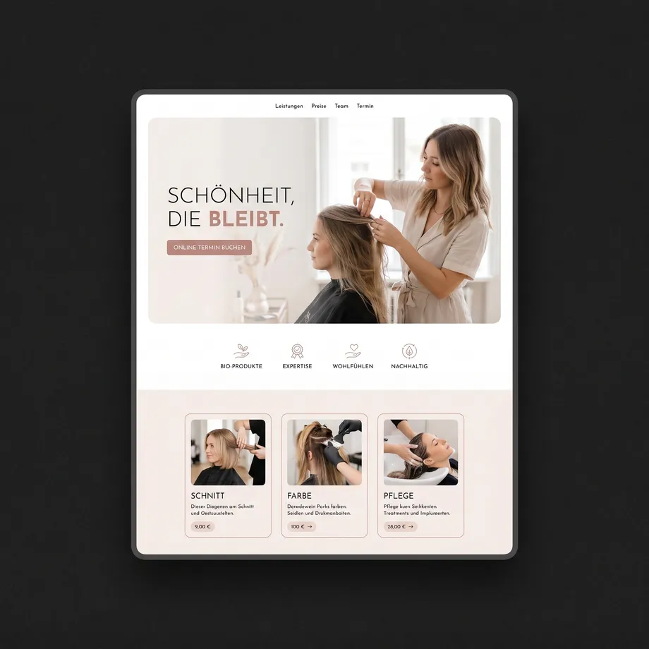 Webseiten-Beispiel für Friseur & Kosmetik