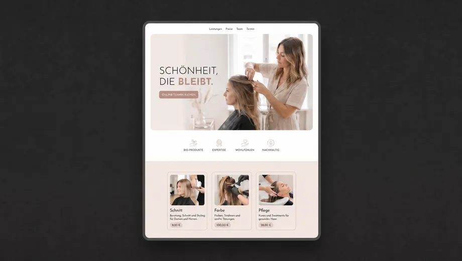 Webseiten-Beispiel für Friseur & Kosmetik