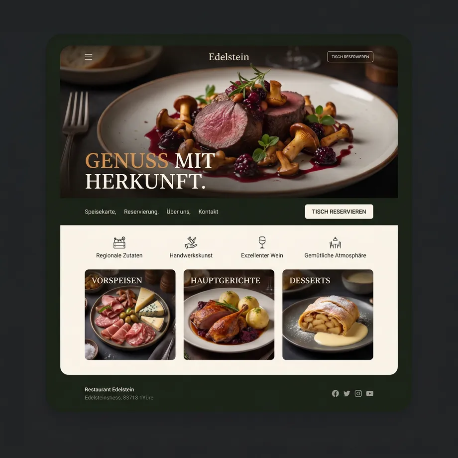 Webseiten-Beispiel für Restaurant oder Café