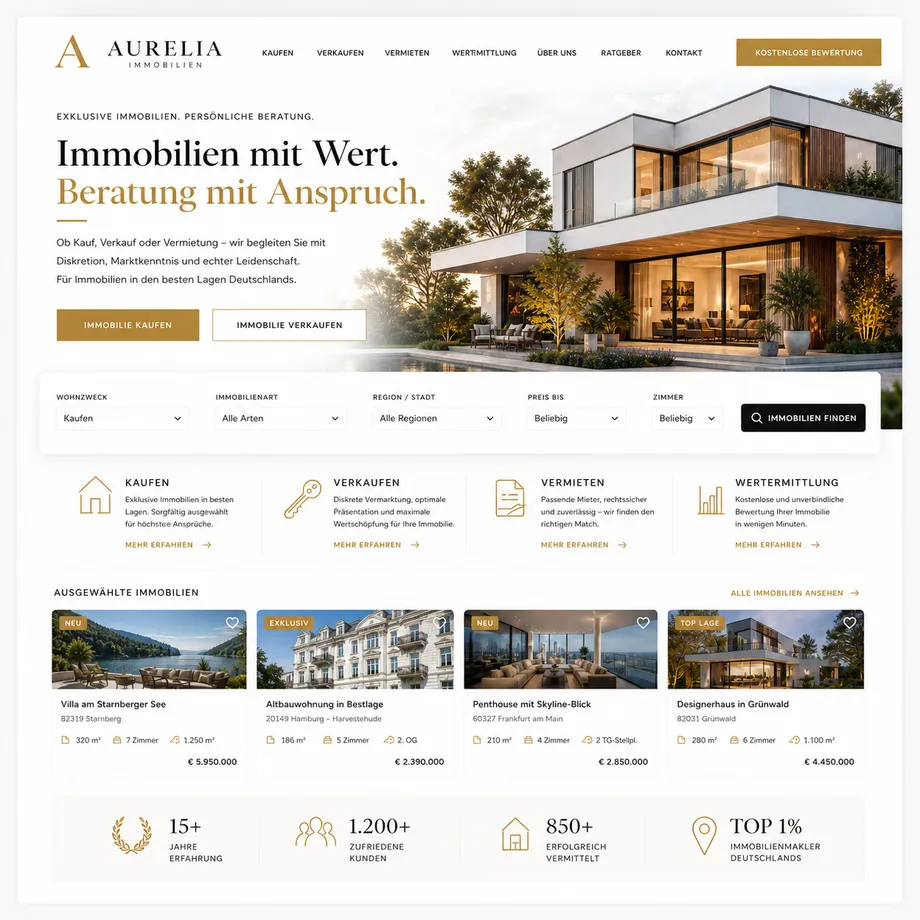 Webseiten-Beispiel für Immobilienanbieter